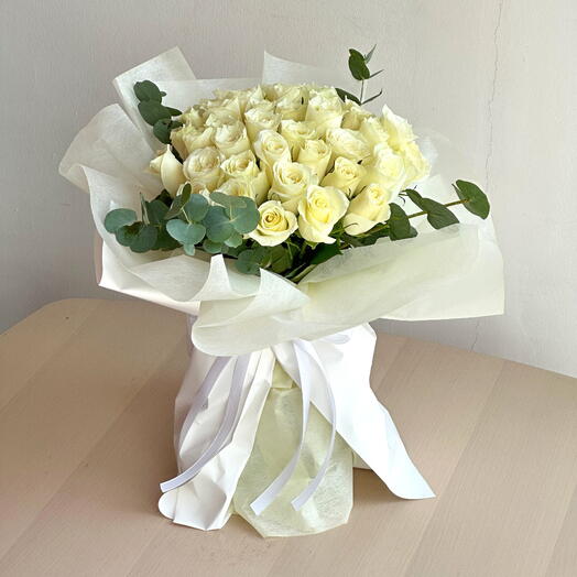 51 White Rose Bouquet