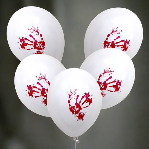 5pcs, 12inch Halloween Balloons Blood Hand Printed