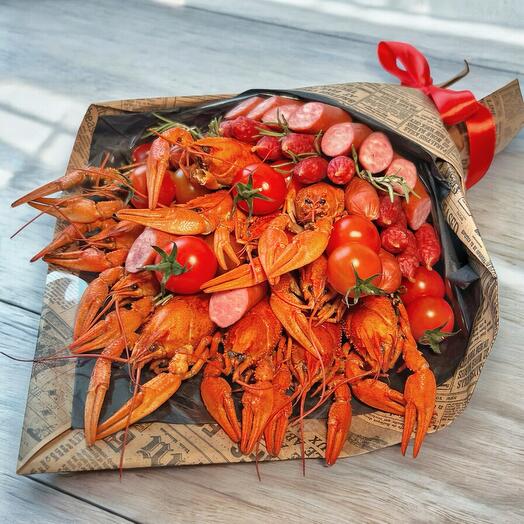 Букет из раков| сьедобный букет| букет из колбас 🍅🔥🦞