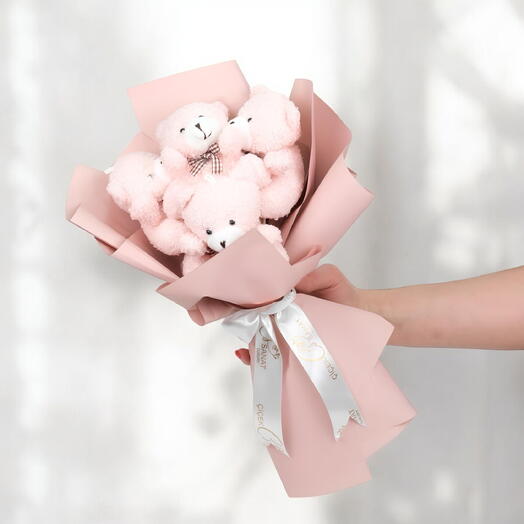 Teddy Bear Bouquet Pink