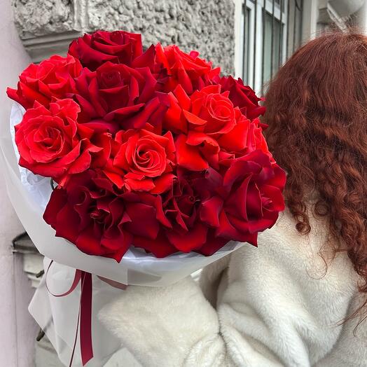 Букет «Два сердца» французские розы (15 штук)