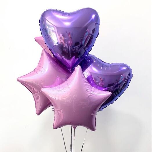 Шарики сердечки и звездочки розовые