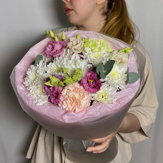 Букет с эустомой и хризантемой 💝