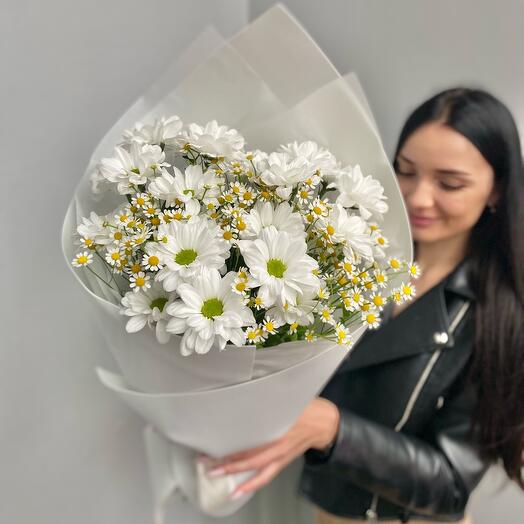 Букет верности🌸 из хризантем и ромашек