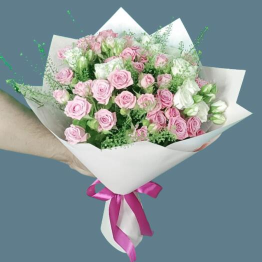 Pink N White Spray Roses Bouquet