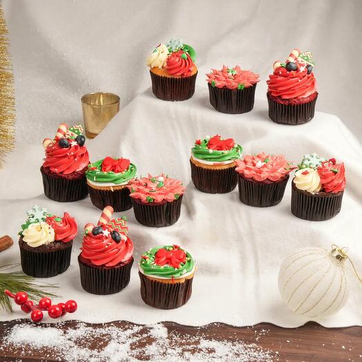 Assorted Cupcakes For Christmas 12 Pcs