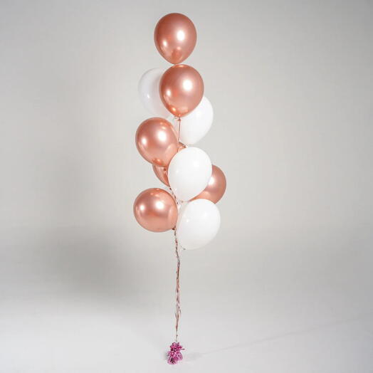 10 Pieces Chrome RoseGold n White Balloons