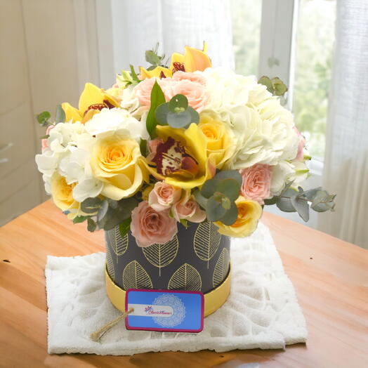 Passion Garden All Occasion Collection: Yellow Cymbidium, Rose Creme   More in Black Box