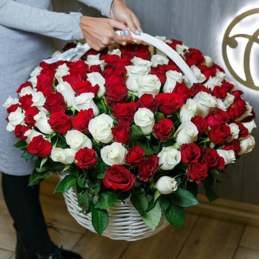 Большая корзина роз🌹151 шт🌹Кения
