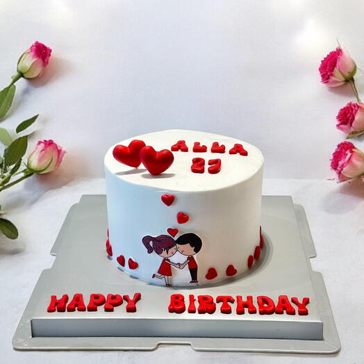 Birthday cake with heart design