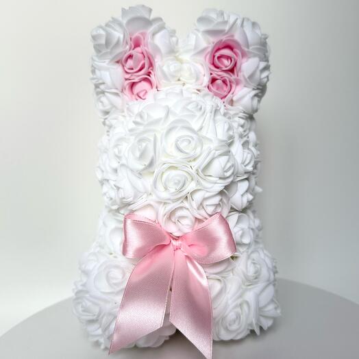 🐰 Зайчик из роз "Rose Bunny" из фоамирана белый
