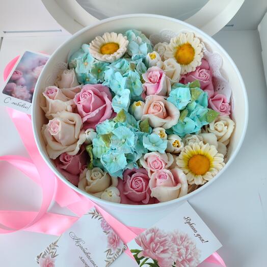 Зефирный букет маме 25 см💐 в коробке