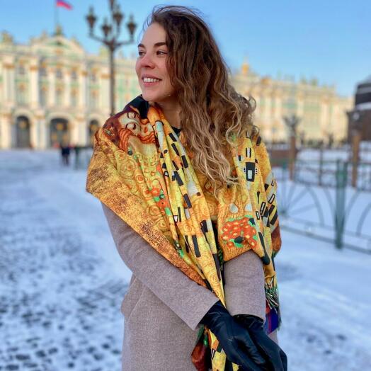 Палантин утепленный "Живопись"