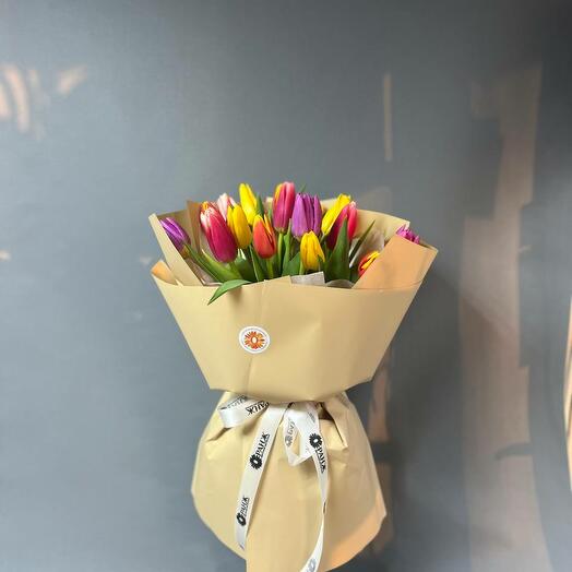 Букет из 19 тюльпанов микс от Оранж Алматы