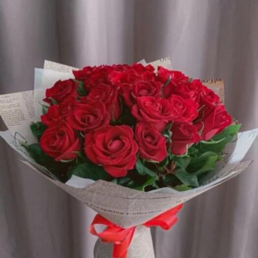 Букет из 25 красных роз от Оранж Алматы