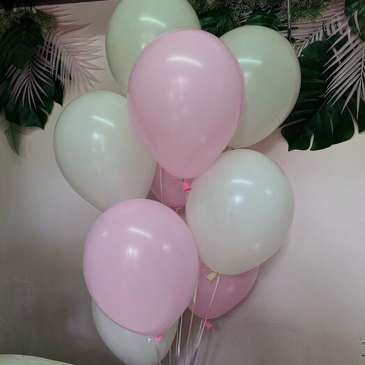 White and pink balloons with helium "9 pieces"