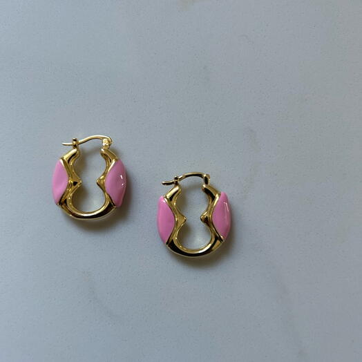 Pink and gold hoop earrings