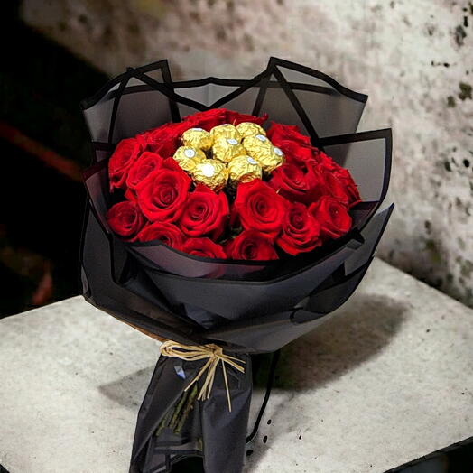 21 Red Roses with Ferrero Rocher