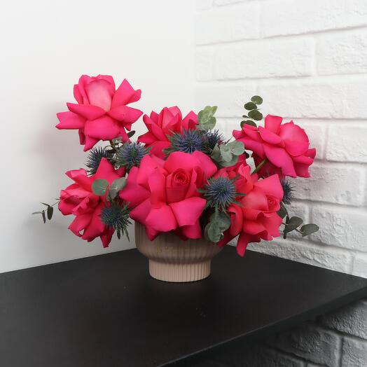 Fuchsia Rose Mini Vase