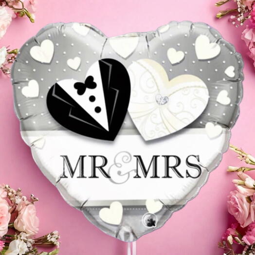 Шар Сердце гелий MR MRS. Helium foil ballon Heart (wedding)