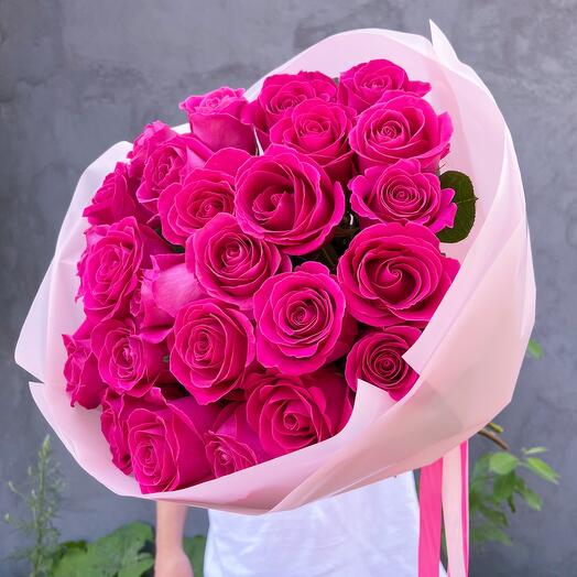 Розы розовые букет из 25 штук Эквадор Пинк Флойд 60 см