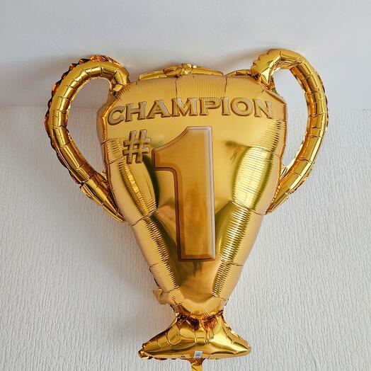 Воздушный шар фольгированный золотой кубок чемпионата -1шар