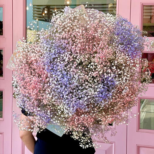 Rainbow Gypsophilia bouquet