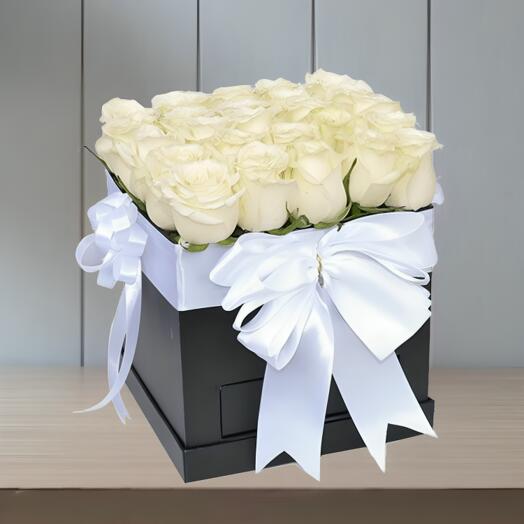 White Roses in Square Box