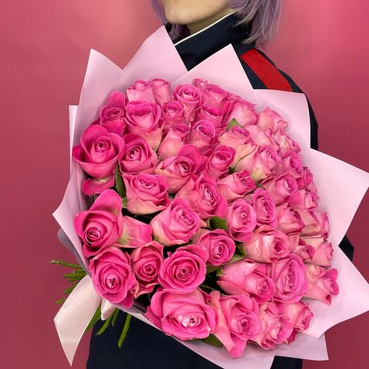 ROSES | Bouquet for Mom of 51 Pink Roses Kenya 40cm