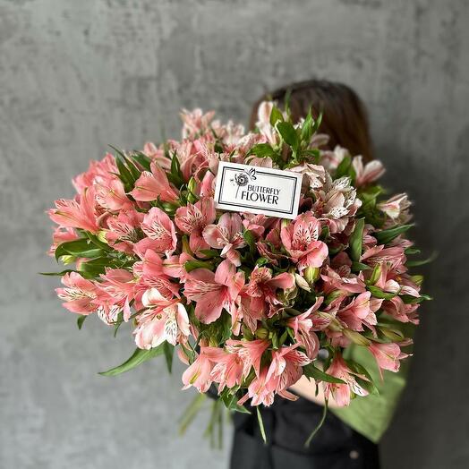 Букет из 25 розовых альстромерий