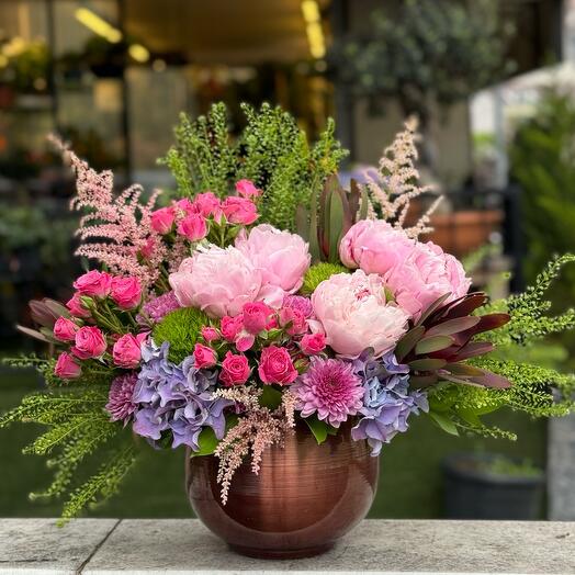 Peony and Spray Roses