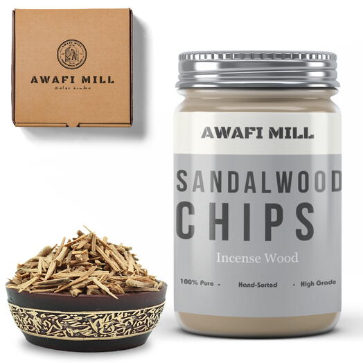 AWAFI MILL Indian Sandalwood Chips | Santalum album - Bottle of 100 Gram