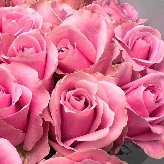 Букет розовых роз Pink Avalanche, 15 шт., высота 50 см. Florentika