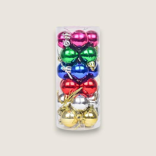 24pcs Festive Christmas Mix Colour Ornament Set – Shiny Plastic Balls for Tree   Home Decor, Wall Hanging Decorations