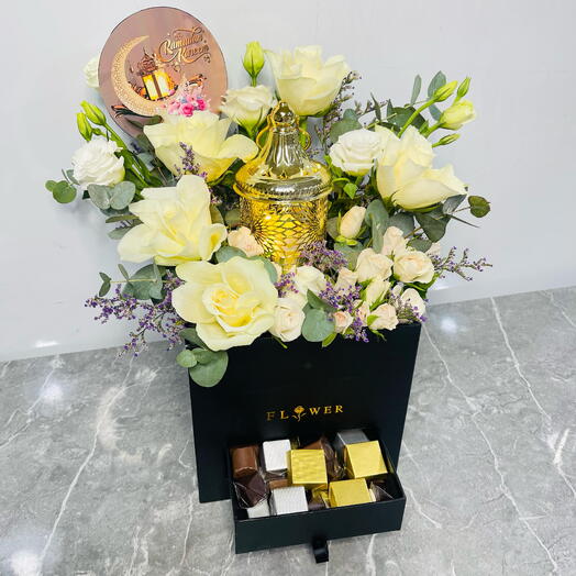 Ramadan Special White Rose   Gourmet Gift Box