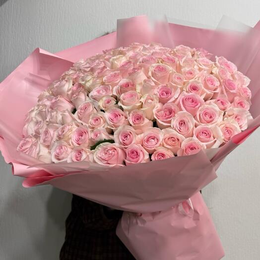 Букет из 101 нежно розовой розы