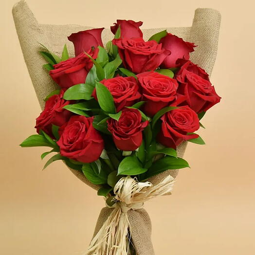 12 Red Roses Bouquet And Chocolates