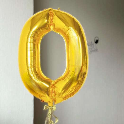 Шар цифра 0, золото, 102см
