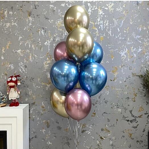 Packing of 9 helium balloons chrome