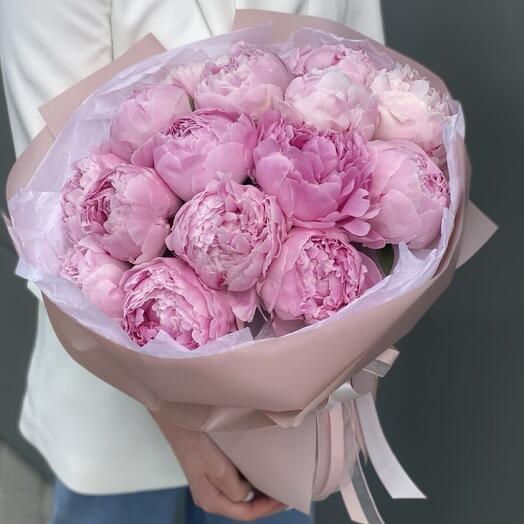 Пионы розовые 15 штук
