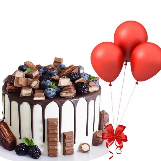 Chocolate Vanilla Cake With Balloons