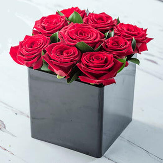 Fabulous Red Rose in Black Vase