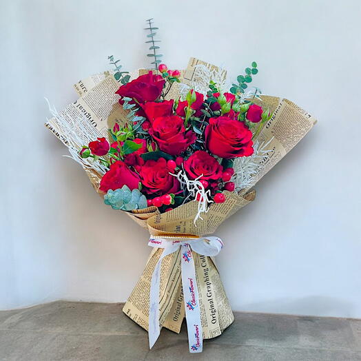 Festive Red Rose Bouquet