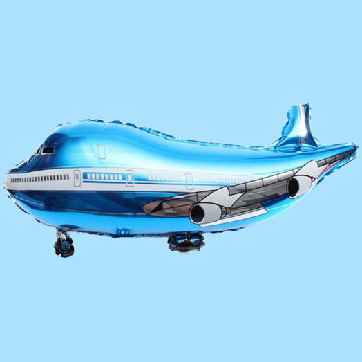Шар гелий самолет синий. Helium foil ballon airplane blue