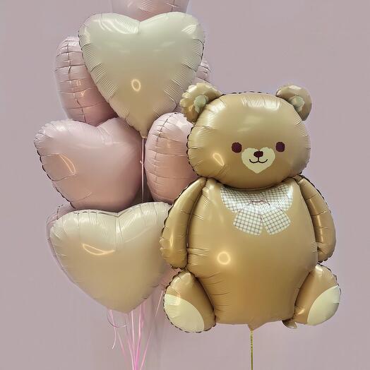 Conjunto de 10 corazones desnudos y un oso de Peluche