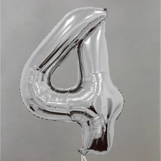 Шар Цифра 4 серебро