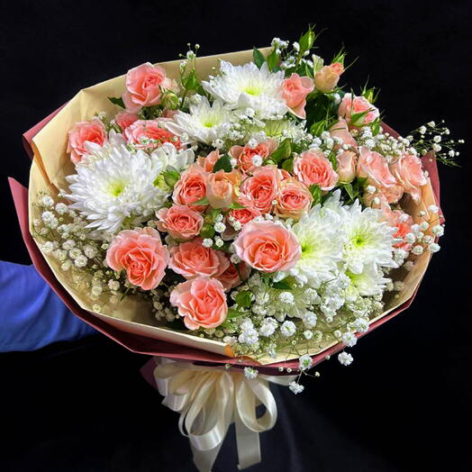 Mixed Baby Roses   Chrysanthemum Bouquet