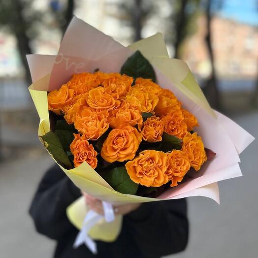 Букет из 21 огненной розы