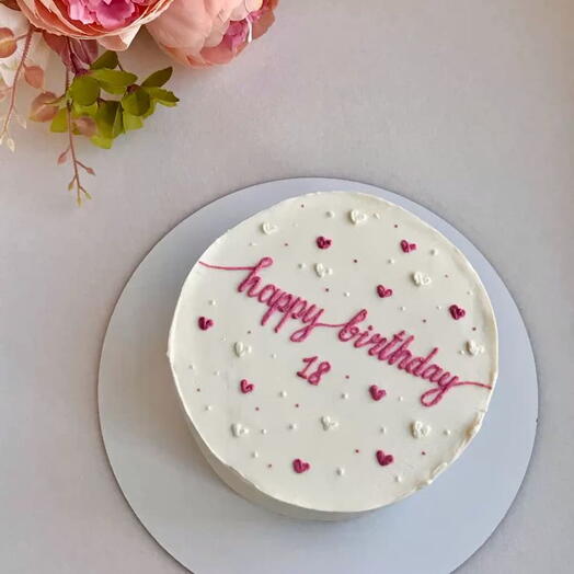 White and pink hearts Birthday cake