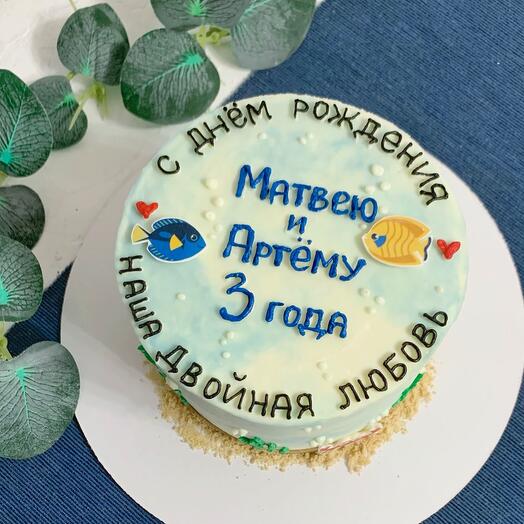 Детский торт - море, рыбки, подводный мир - 1 кг на 5-7 человек